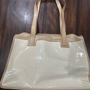 Arcadia patent leather Cream Tote Bag